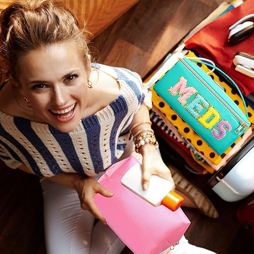 Miniatura 5 de Geetery Bolsa de maquillaje transparente de chenilla para medicamentos, estuche de viaje, parche preppy con cremallera, estuche portátil de