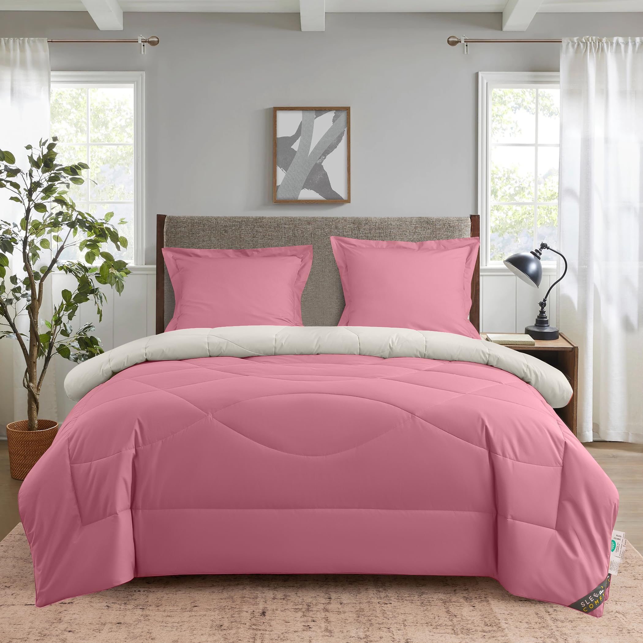 SLEEP COMFY 4 Jahreszeiten Bettdecke ohne Bezug 240x220cm Baumwolle & Mikrofaser Steppdecke + Kissenbezüge, Atmungsaktiv & Washbar, Oeko-TEX Zertifiziert