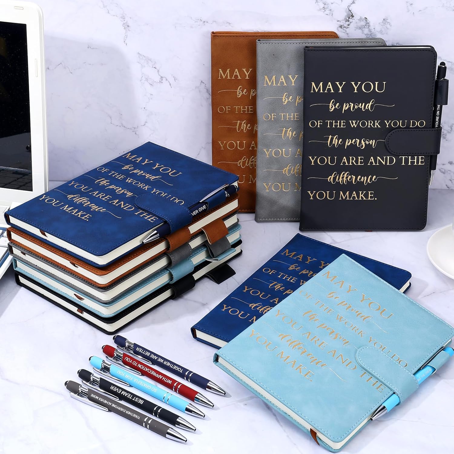 Booson 20 Pcs Employee Appreciation Gifts Bulk Thank You Leather Journals Inspirational Ballpoint Pens Motivational Notebooks for Team Nurses Volunteers Retirement Coworker Leaving Gifts (Classic) - Image 6