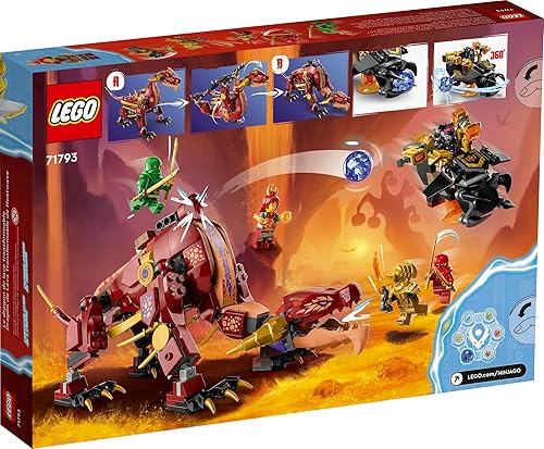 Miniatura 11 de LEGO NINJAGO Heatwave Transforming Lava Dragon 71793 - Set de juguete de construcción, presenta un dragón ninja, un vehículo de aerodeslizador y 5