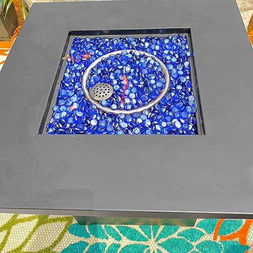 Miniatura 4 de Hisencn Vidrio de fuego para hoguera  Cuentas de vidrio de fuego azul cobalto para hoguera de propano, exteriores e interiores, chimeneas naturales