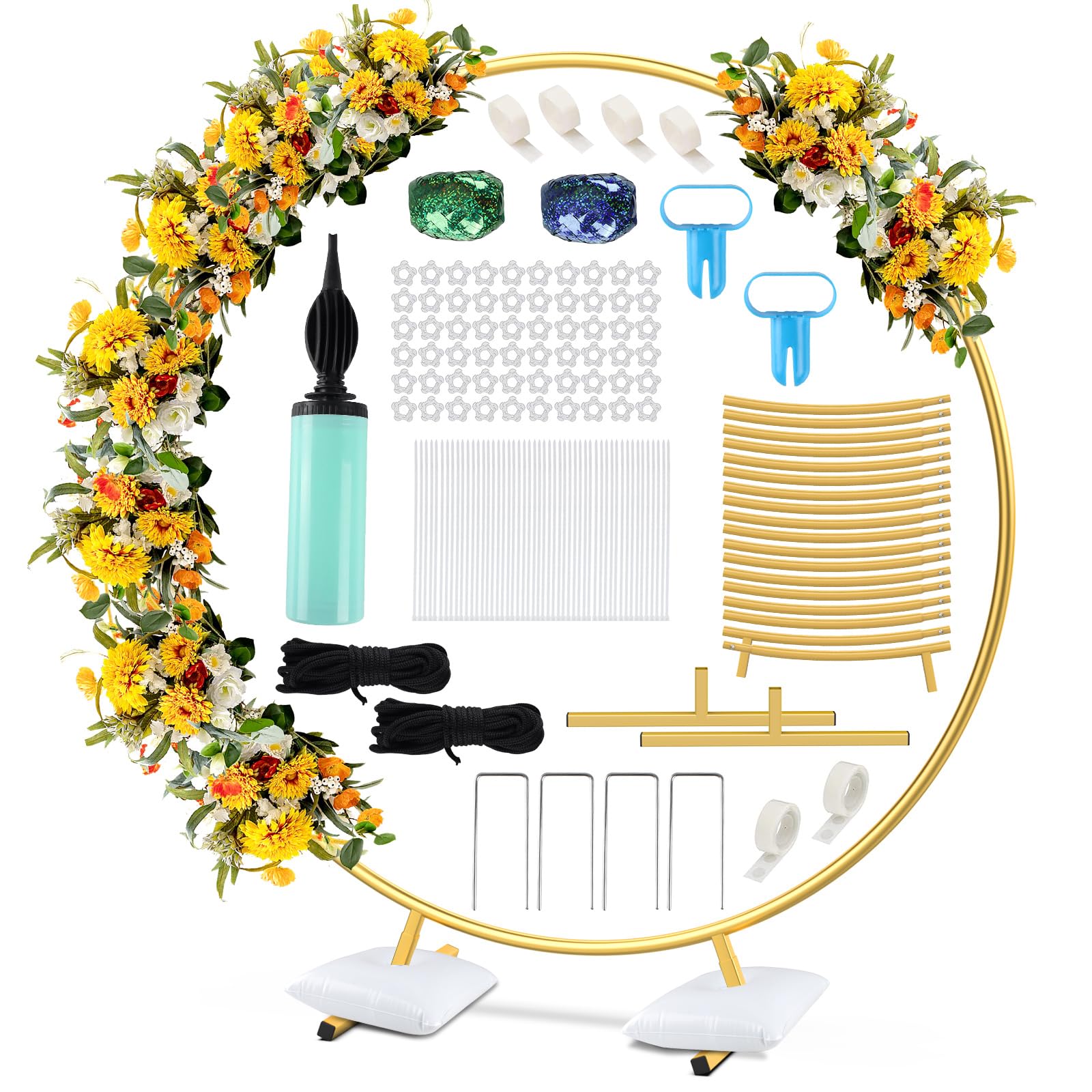 OutermanMetal Balloon Arch Frame Kit, 7.2Ft Round Backdrop Stand Circle, Wedding Flower Ring Party Background Decoration