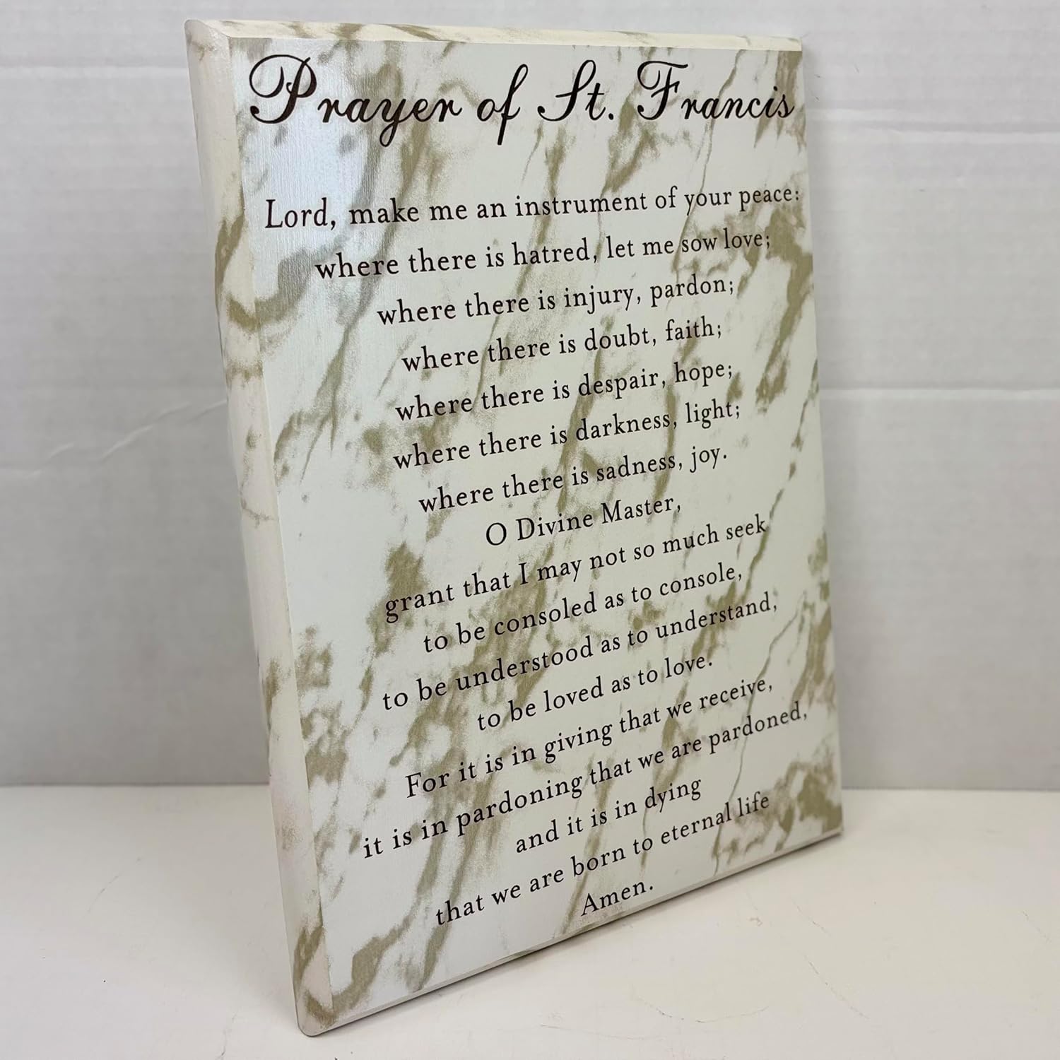 St Francis Prayer Plaque – Catholic Wall Art for Home – Inspirational Christian Decor with Peace Prayer – Religious Gift for Baptism, Confirmation, or Housewarming (Marble Finish, 5x7 inch)