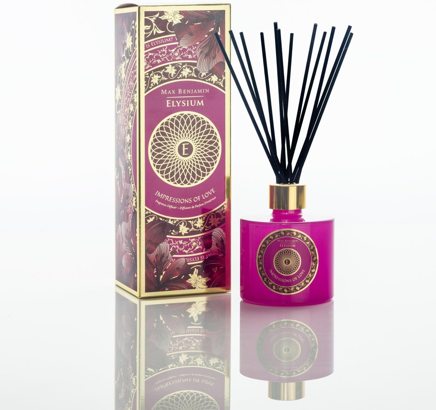 Max Benjamin Elysium Impression of Love Fragrance Diffuser in Gift Box, Pink, 8 x 8 x 24 cm