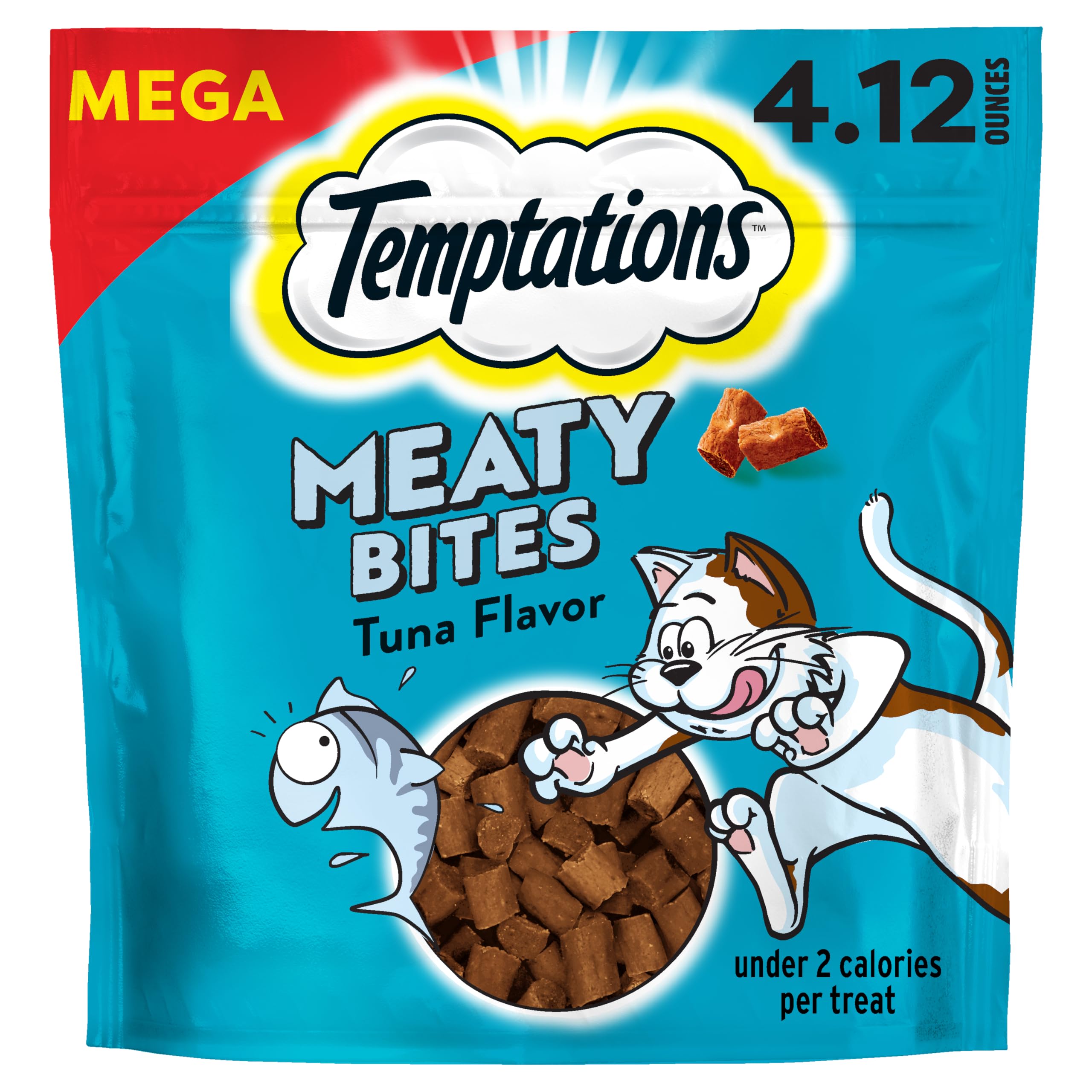 Temptations Meaty Bites Soft and Savory Cat Treats Tuna Flavor, 4.12 oz. Pouch