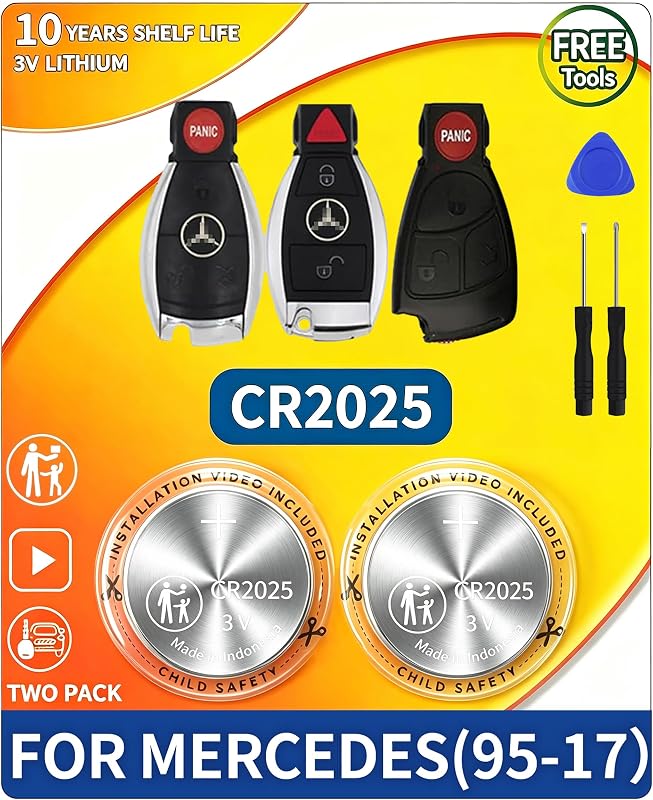 Baterias CR2025 para chave presencial Mercedes-Benz Knmipm – 2 unidades
