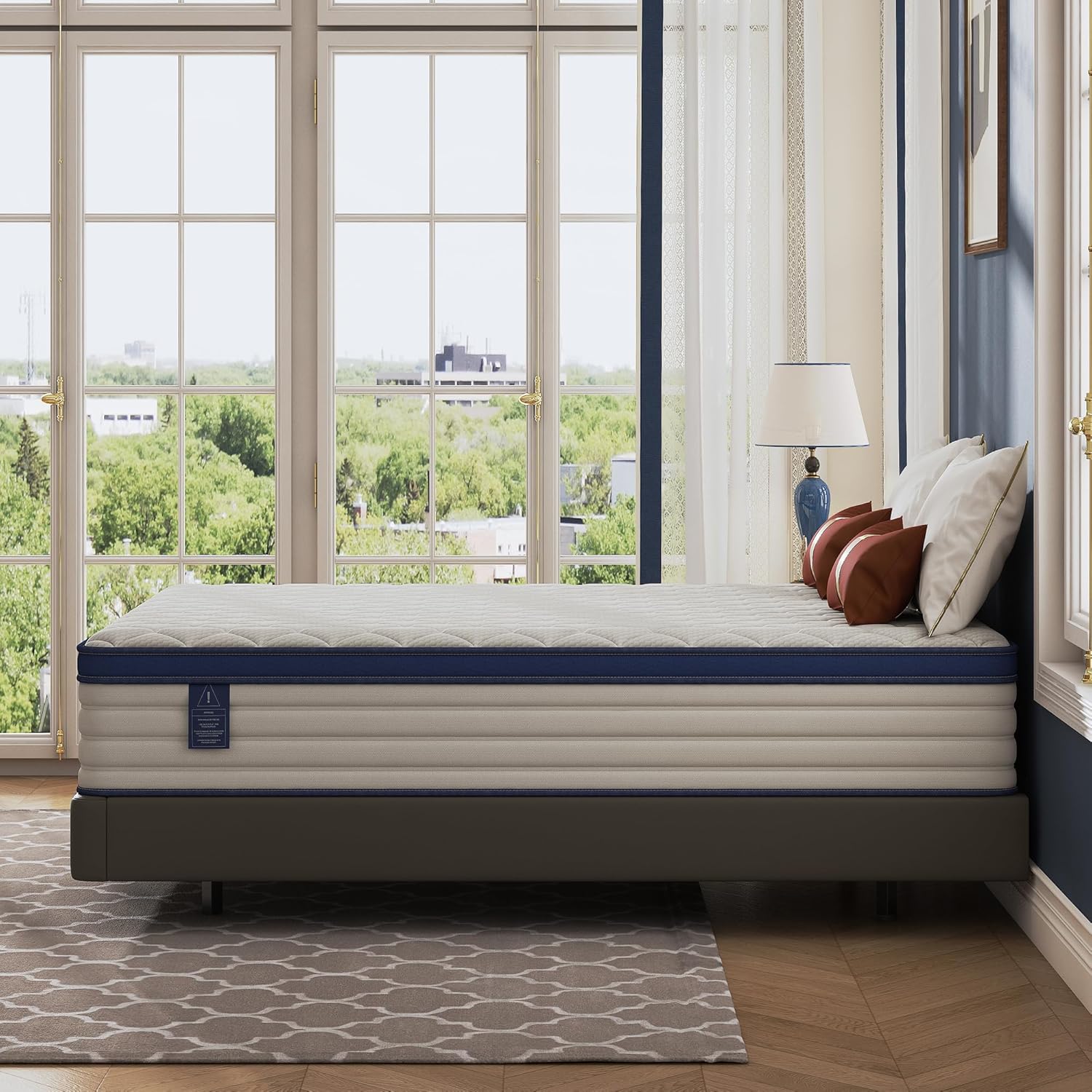 Queen Mattress 12 inch, Medium Firm Hybrid Mattress with Cooling Gel Memory Foam, Queen Size Mattress in a Box, Independent Spring for Motion Isolation, Pressure Relief (Blue, 12 Inch Queen)