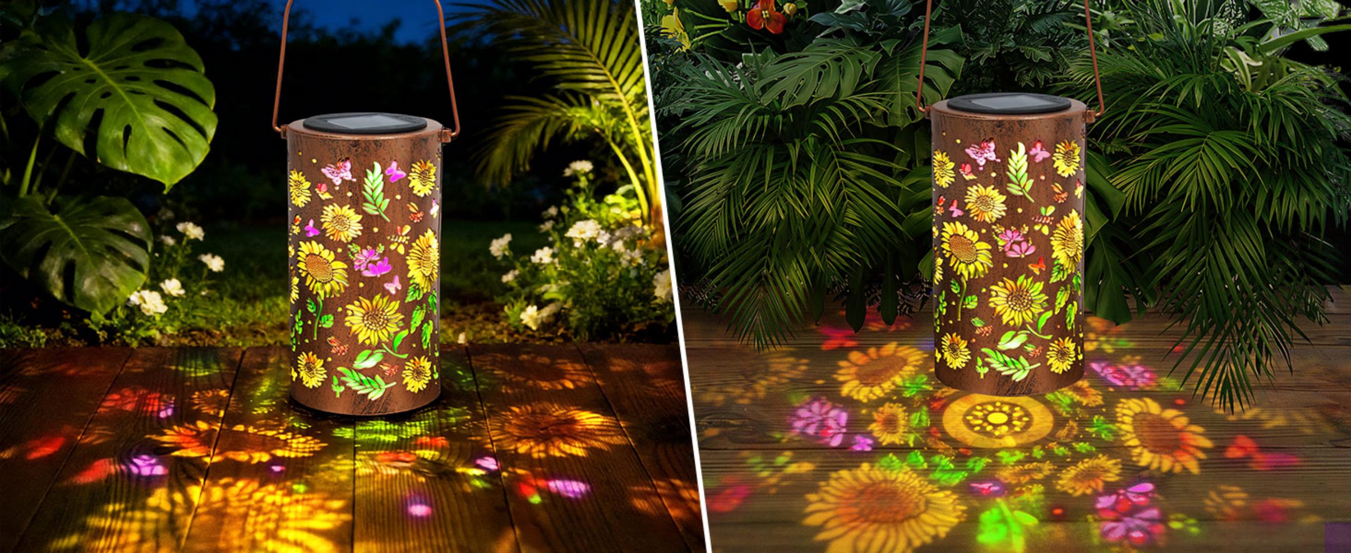 Image of BSGlobal Colorful Sunflower Solar Lanterns Outdoor Hanging Lights