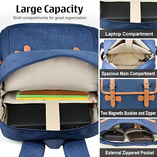 Miniatura 4 de Nicole Miller Mochila de viaje para laptop, mochila antirrobo vintage con puerto de carga USB, bolsa de computadora resistente al agua, marino,