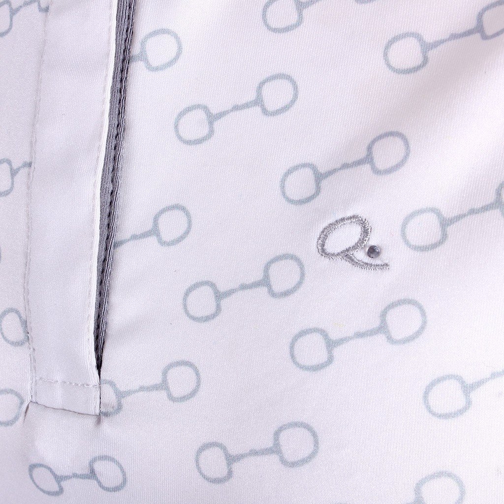 QHP Damen Turniershirt Emberly kurzarm Stehkragen Print weiß (38)