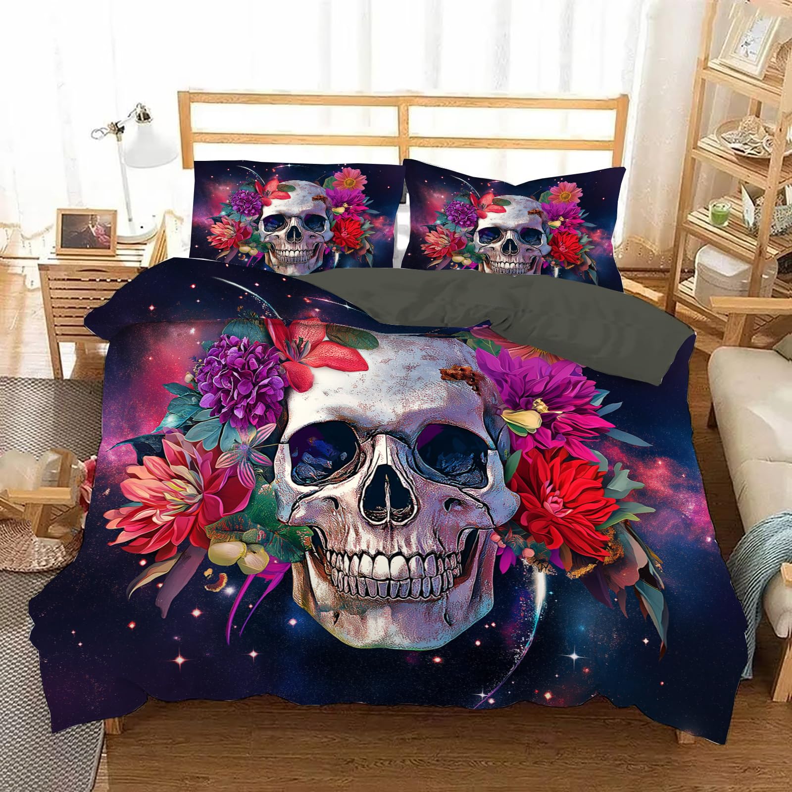 Parure de lit adulte 200x200 housse de couette imprimée fleurs