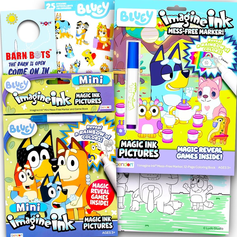 BLUEY 子ども用水筒と塗り絵セット Amazon | Bluey Aqua Art, Includes 4 Reusable Pages of Water