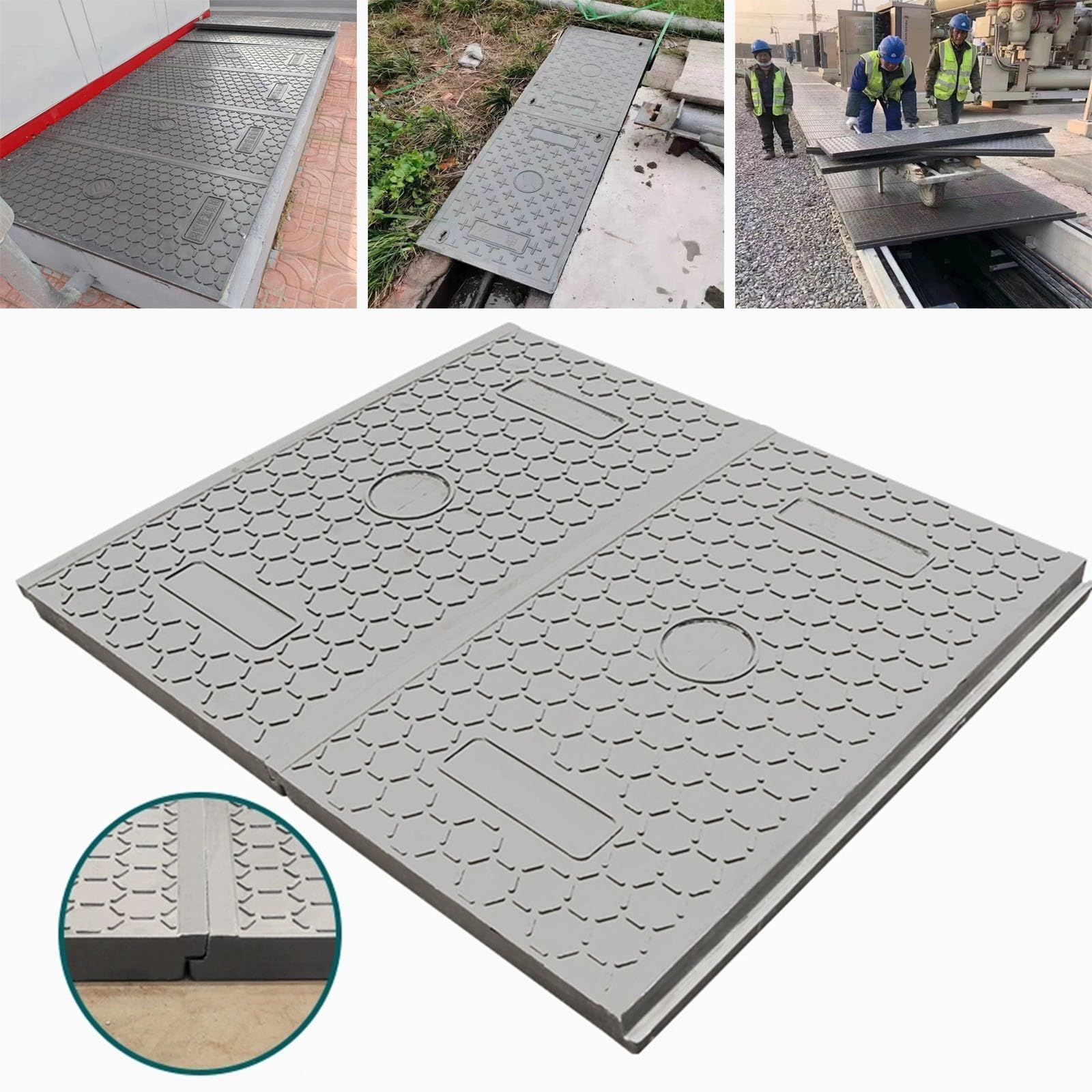 Tapa Arqueta, Tapas para Fosas Sépticas Empotradas de Resina Compuesta con Ranura para Tarjeta para Zanja de Cables/Cuarto de Distribución/alcantarillado(70cm/28in)