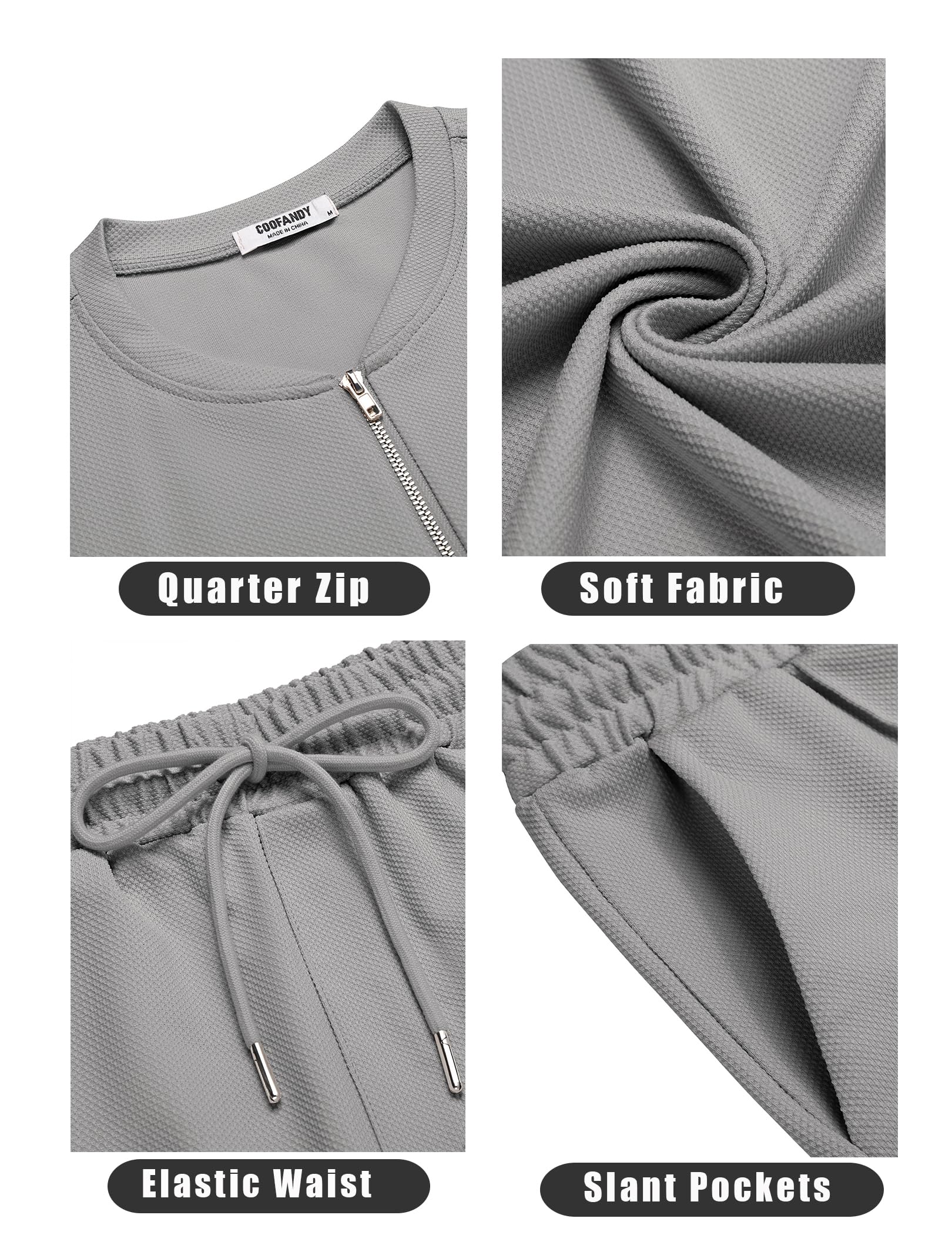 COOFANDY Tuta da uomo 2 pezzi casual polo con zip a un quarto e pantaloncini set atletico jogging estate tuta