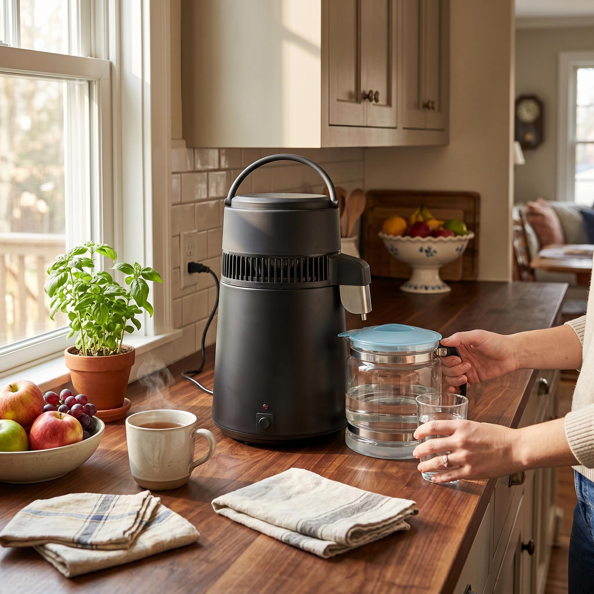 Wasserdestillationsanlage 4L mit automatischer Abschaltung aus Edelstahl für Zuhause, Labor, Zahnarztpraxis, Büro, Reisen