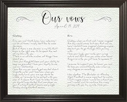 Frame Your Wedding Vows, Our Vows, Gift For...