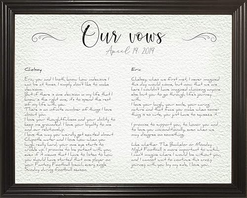 Frame Your Wedding Vows, Our Vows, Gift For Newly Weds, Gift For Husband, Gift For Wife, Wedding Anniversary Gift Idea, 11x14 Framed Picture