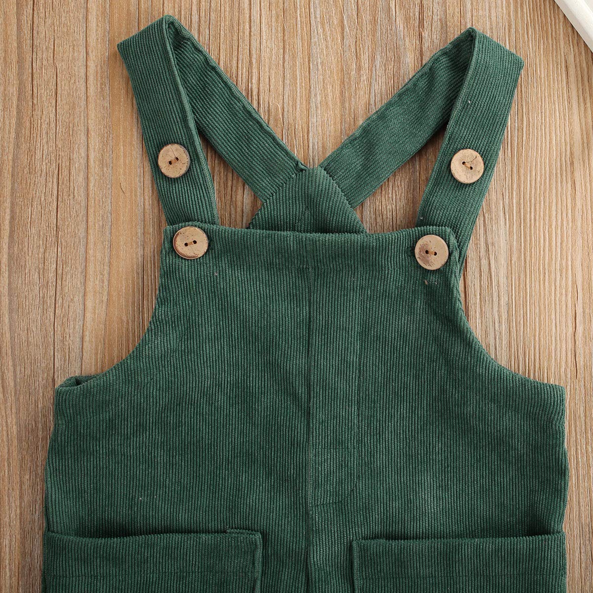 Unisex Clothes Toddler Baby Girl Boy Solid Romper Overalls One Piece Bodysuit Suspender Jumpsuit Bib Pants Velvet Outfit B-Green
