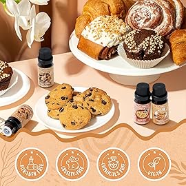 SALKING Bakery Fragrance Oils, Premium Essential Oil for Diffuser, Scented Oil Set for Soap Candle Making - Chocolate Chip Cookies, Apple Pie, Cinnamon Rolls, Vanilla Cake, Snickerdoodle, Sugar Cookie