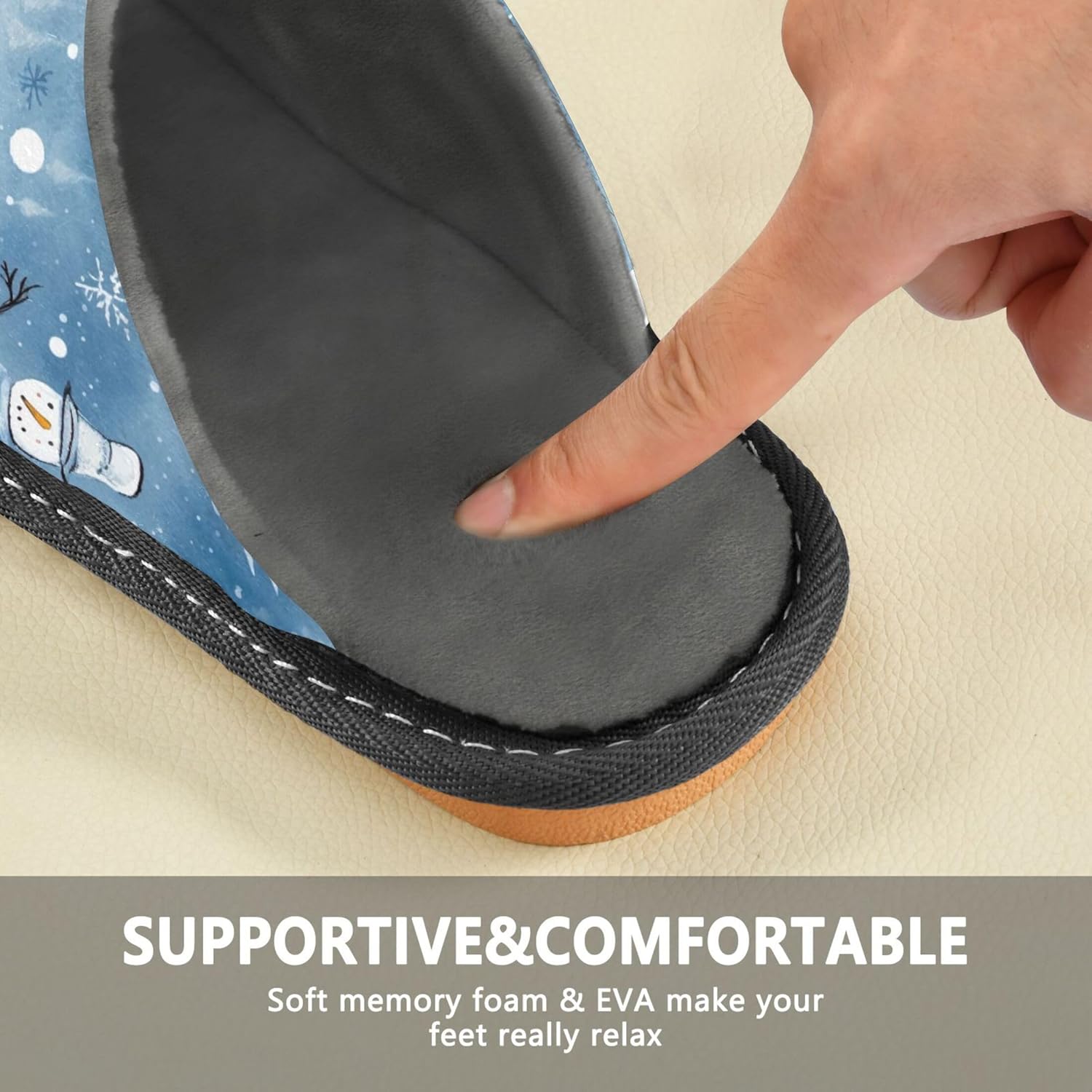 Christmas Xmas Snowman House Slippers – Cozy Fuzzy Slippers for Guests, Washable & Disposable, Perfect for Shoeless Home, Spa & Hotel Use A110980