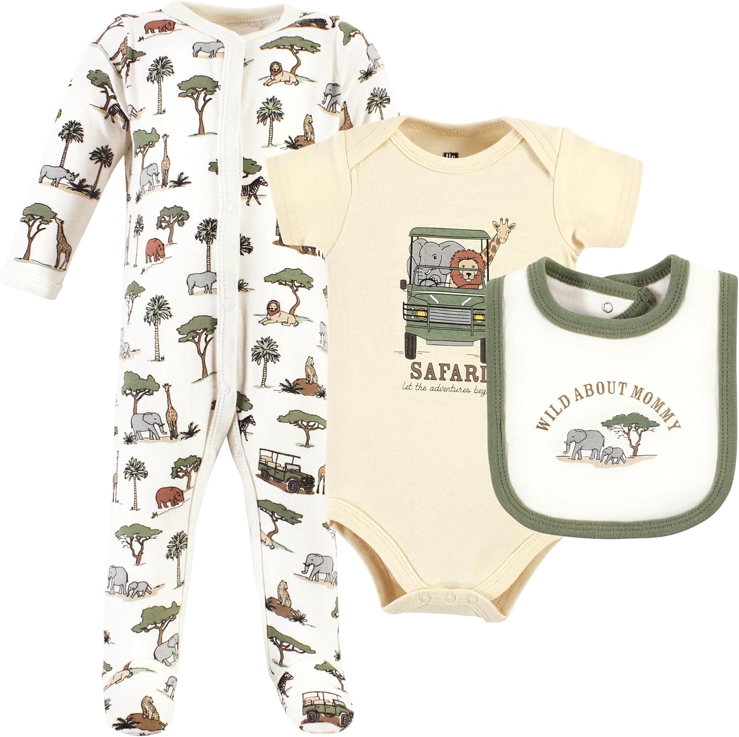 Hudson Baby baby-boys Av2024-hudson Baby Unisex Baby Cotton Sleep and Play Bodysuit and Bandana Bib Set-607dbe08