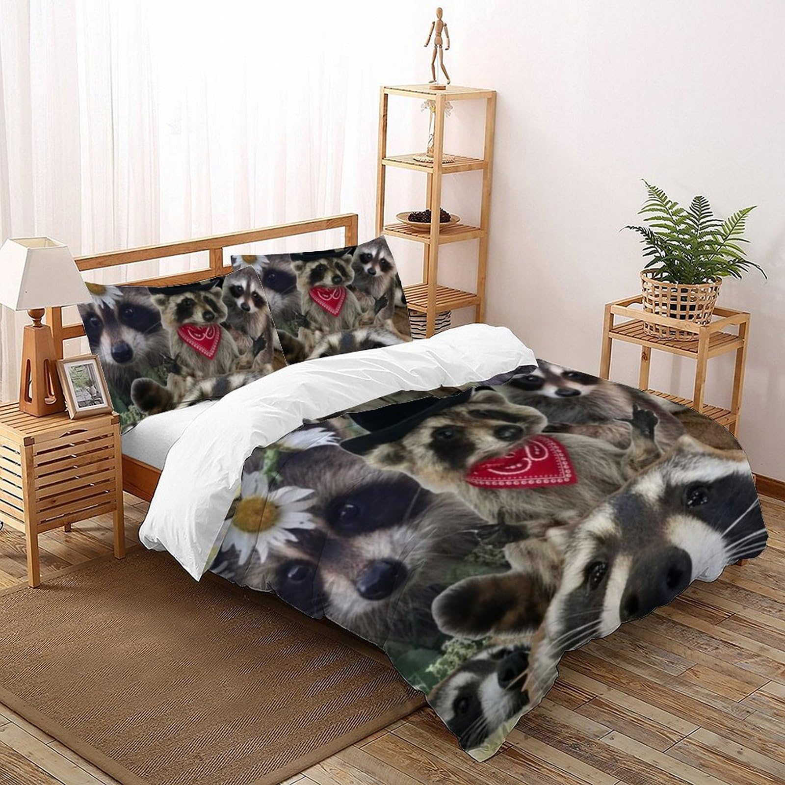 Parure de lit raton laveur pour un sommeil doux plein de tendresse