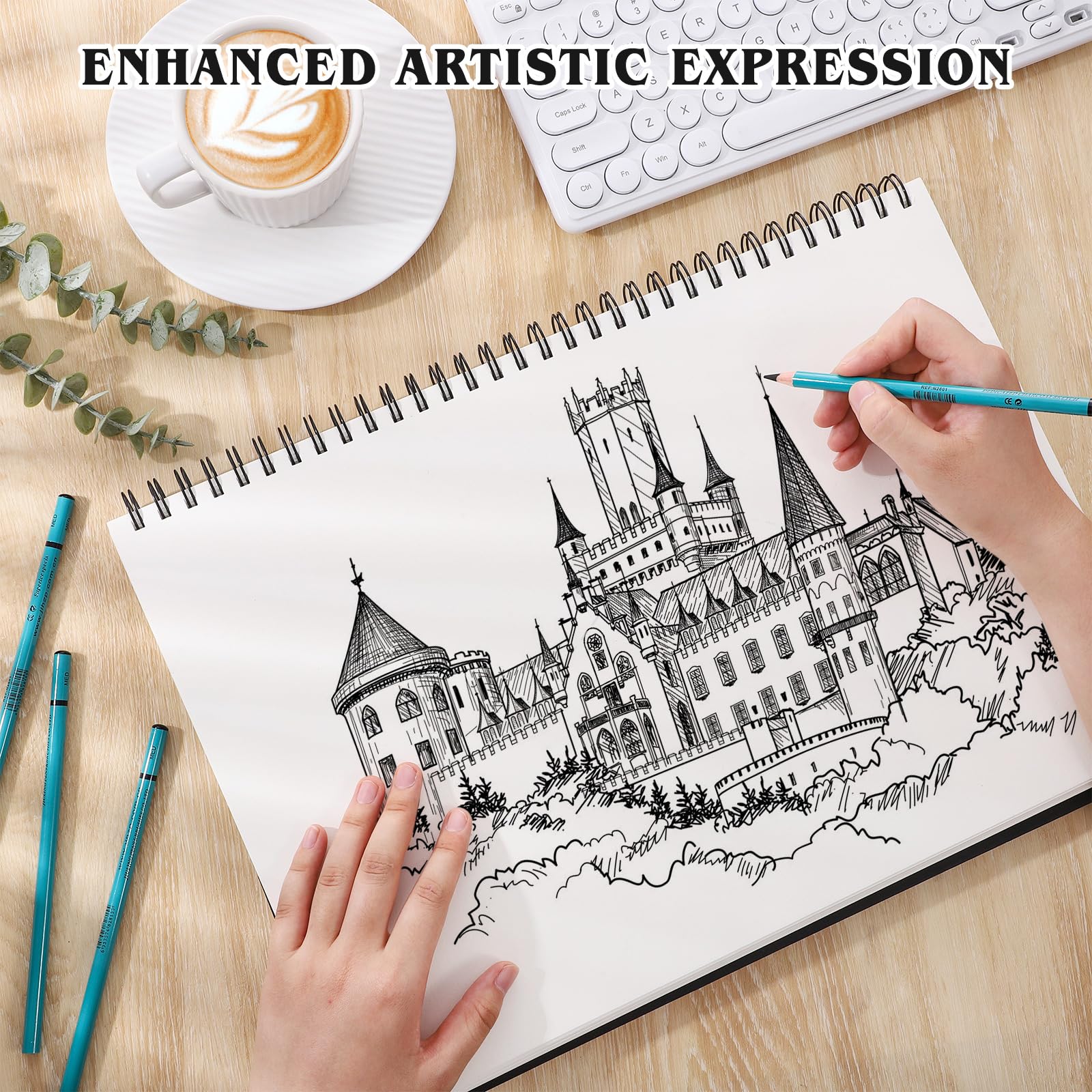 A3 Sketchbook, Spiral Hardcover Sketch Book, 160gsm Thick Paper Art Book - Image 4
