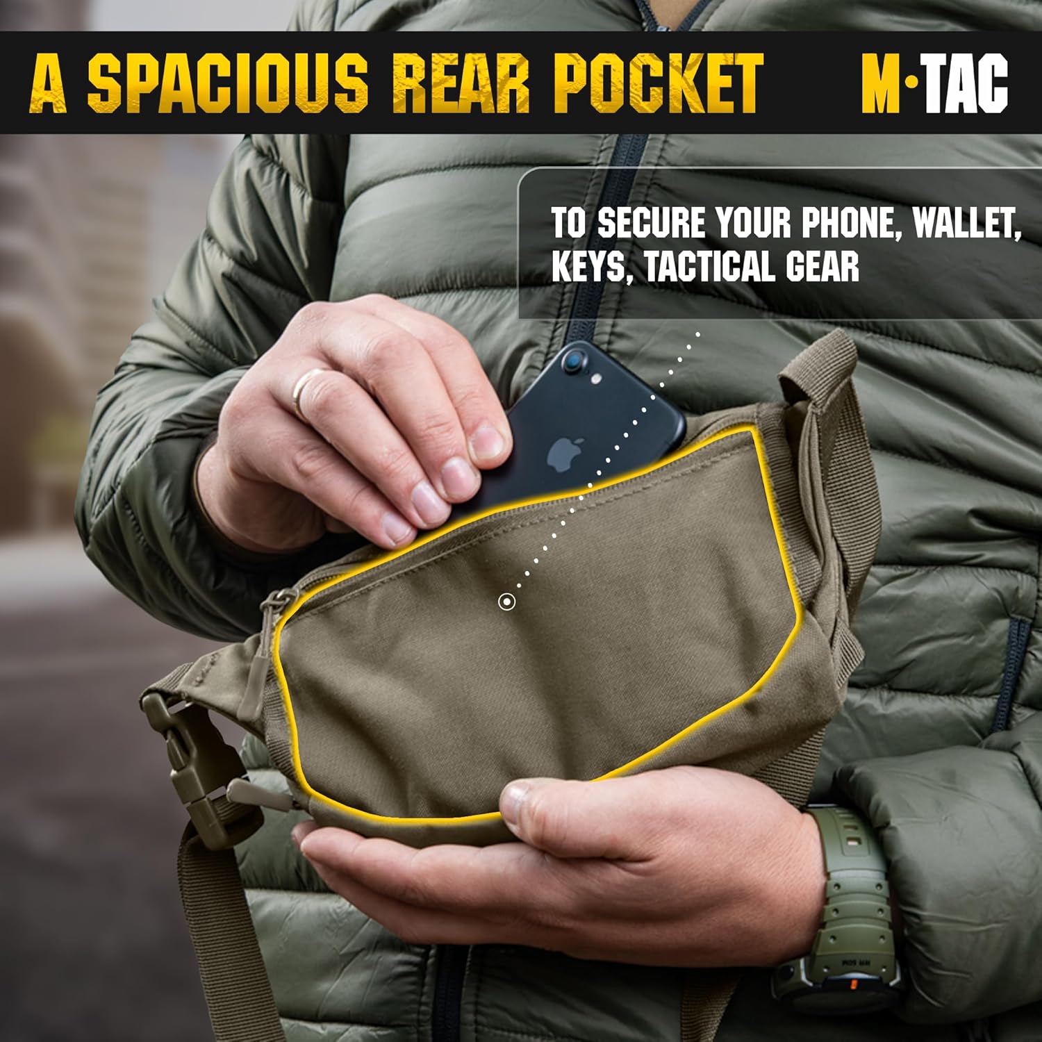 M-Tac Belt Bag Small Companion Waist Pack - Tactical Style EDC - Fanny Pack for Men (Ranger Green) - Image 5