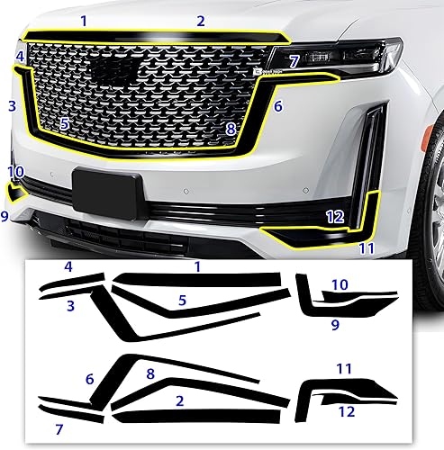 Miniatura 6 de BOGAR TECH DESIGNS Superposición frontal cromada compatible con Cadillac Escalade 2021-2023, negro brillante