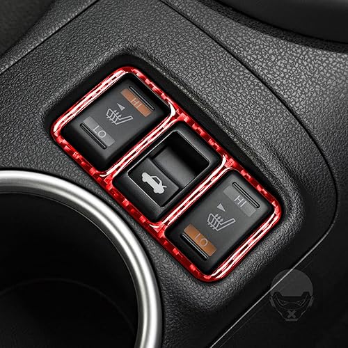 Miniatura 78 de Adhesivo para panel de palanca de cambios de consola central de automóvil, decoración de fibra de carbono suave real, interior de automóvil rojo