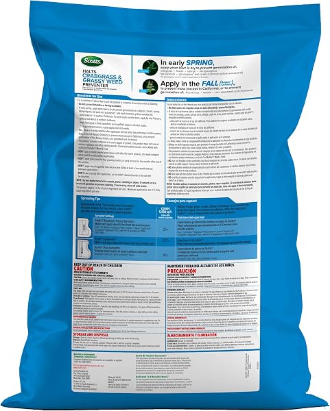 Scotts Scotts Halts Crabgrass & Grassy Weed Preventer - Pre-Emergent Weed Killer for Lawns, For Up To 5,000 sq. ft. of Lawn Care, 10.06 lb. in use