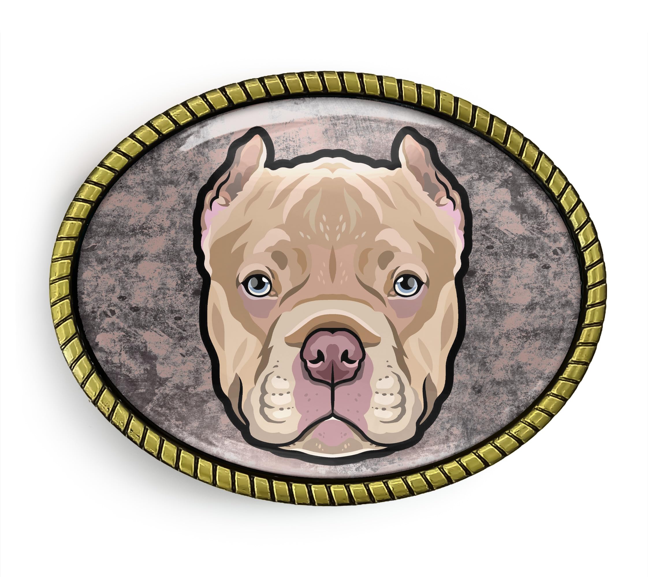 Pit Bull Belt Buckle - Female Dog Handmade Artisan Buckle, Silver or Gold - 750-2 (Antique Gold)
