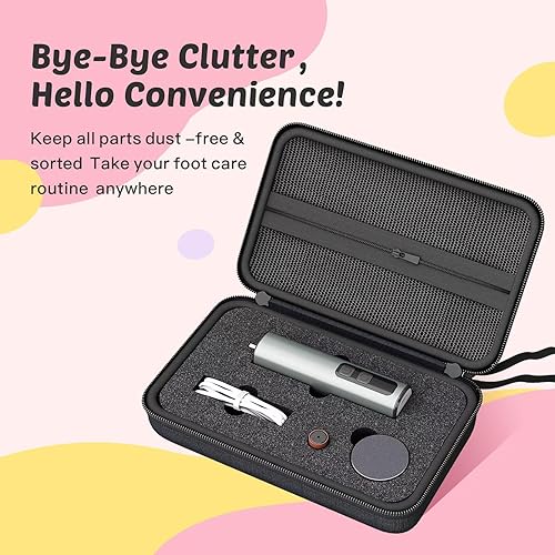 Miniatura 6 de Removedor eléctrico de callos para pies, 9 velocidades con disco de pulido de cristal y caja de almacenamiento, papeles de lija de grano 80120 (20