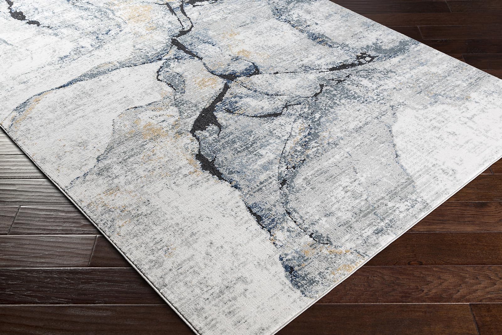 Livabliss Berlin Tapis Moderne Abstrait - Tapis Salon, Salle à Manger, Chambre Adulte et Ado, Cuisine - Design Marbre Moucheté Multicolore, Poil Ras Doux 160x220 cm - Gris, Bleu, Ivoire