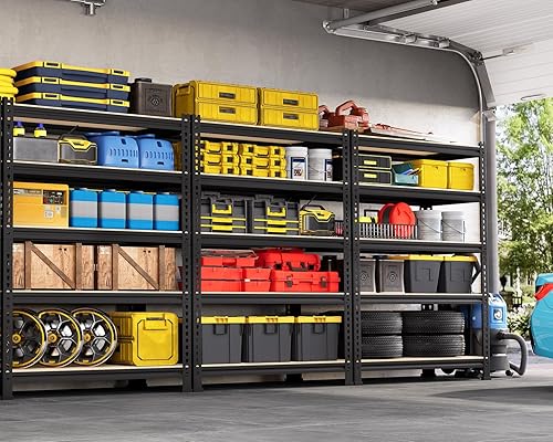 Miniatura 2 de Estantes de almacenamiento de metal de 5 niveles Estantería de garaje resistente estantes ajustables para almacenamiento - Estante negro para