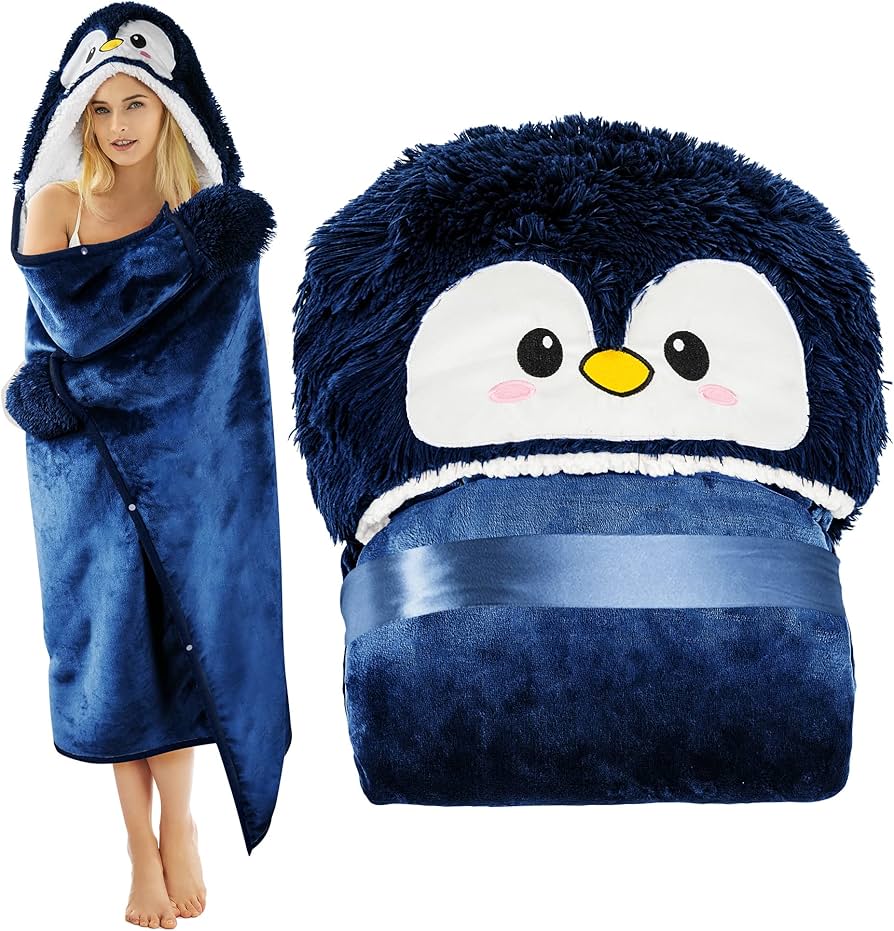 Amazon.com: Penguin Wearable Hooded Blanket for Adults – Super