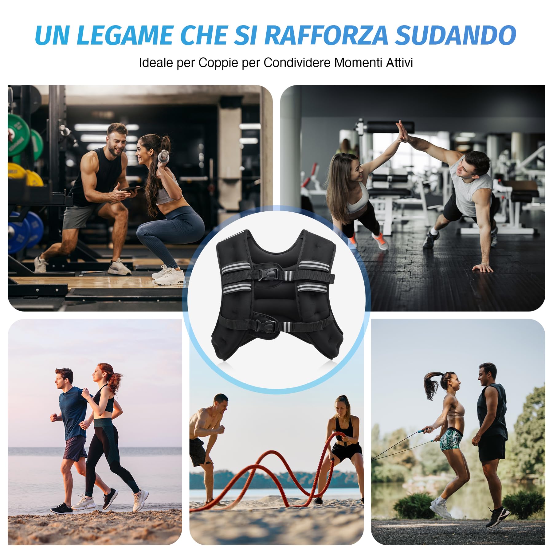 ZELUS Gilet Zavorrato 5,5/7,3/9 kg per Uomo e Donna, Giubbotto Zavorrato con Striscia Riflettente e Marsupio per Allenamento Corsa Cardio in Palestra a Casa