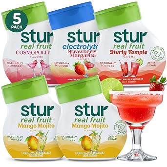 Stur Liquid Water Enhancer | Mocktail Variety Pack | Naturally Sweetened | Sugar Free | Zero Calories | Keto | Vegan | 5 Bottles, Makes 120 Drinks