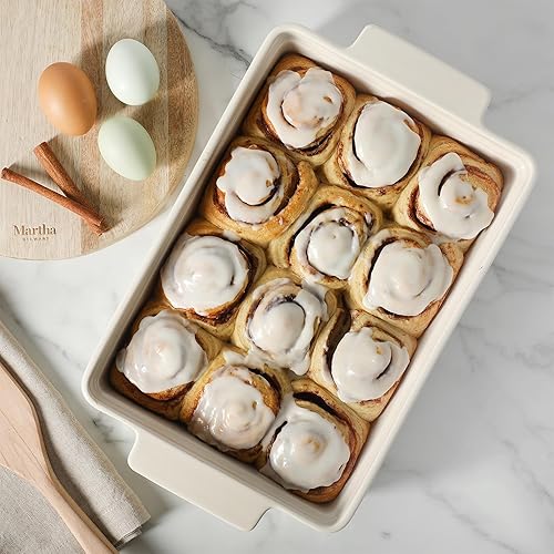 Miniatura 37 de MARTHA STEWART Juego de 3 piezas de utensilios para hornear de gres para horno a mesa, juego de platos para hornear y cazuela, azul polvoriento