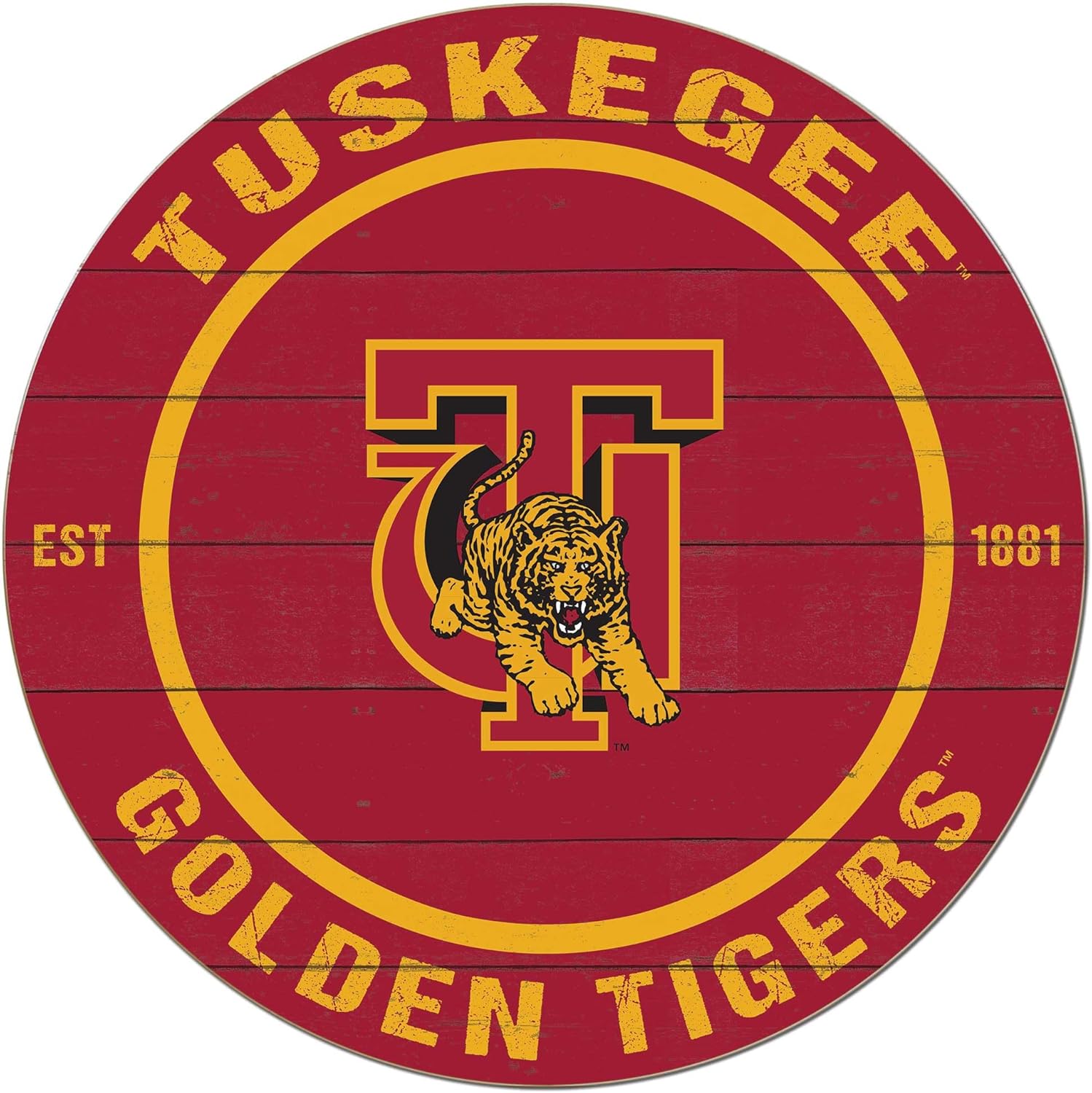 KH Sports Fan Tuskegee Golden Tigers Colored Circle Sign, 20x20 Inches, Golden Tigers Decor for Dorm, Fan Cave, Living Room; Display Your Team Spirit with This Unique Tuskegee Golden Tigers Wall Art