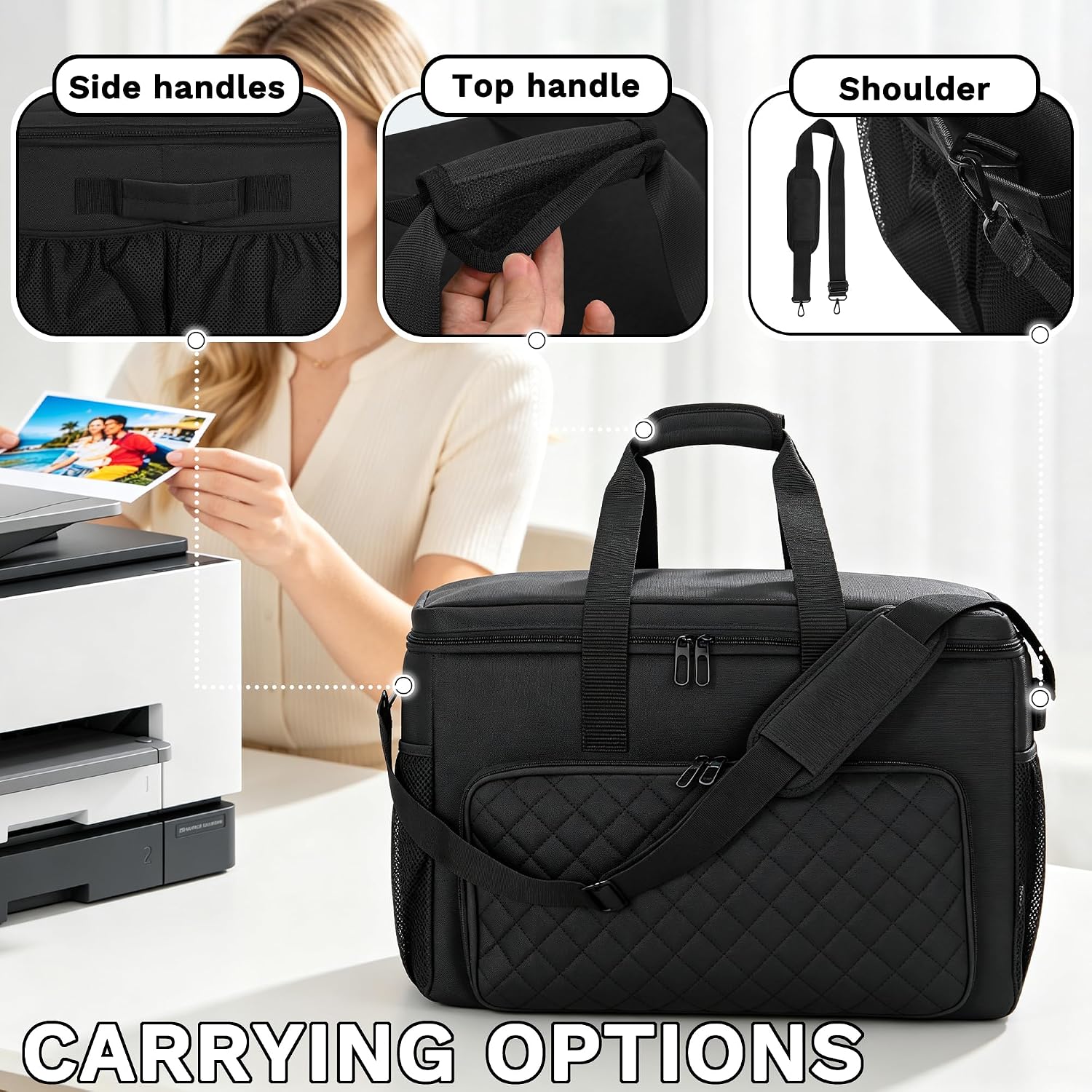 CROTIRAD Printer Carrying Case for HP OfficeJet DeskJet Smart Tank, Black image 5