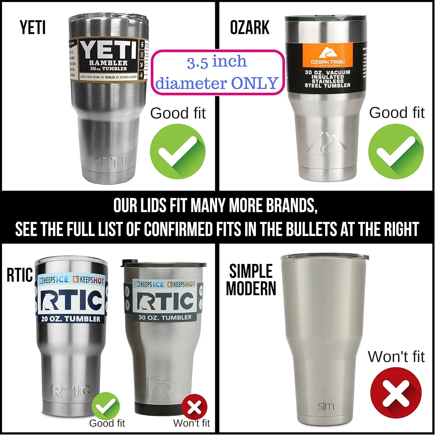 Uр Tо 40% оƒƒ 30 OZ - 2 Yeti Lids 30 oz Replacement Lid - 3.7 Inch Diameter -Spill Proof Yeti Replacement Lids - Yeti 30 oz Tumbler Lid for Yeti Tumbler, Fit Ozark tumbler lids 30 oz replacement lid, yeti cup lid