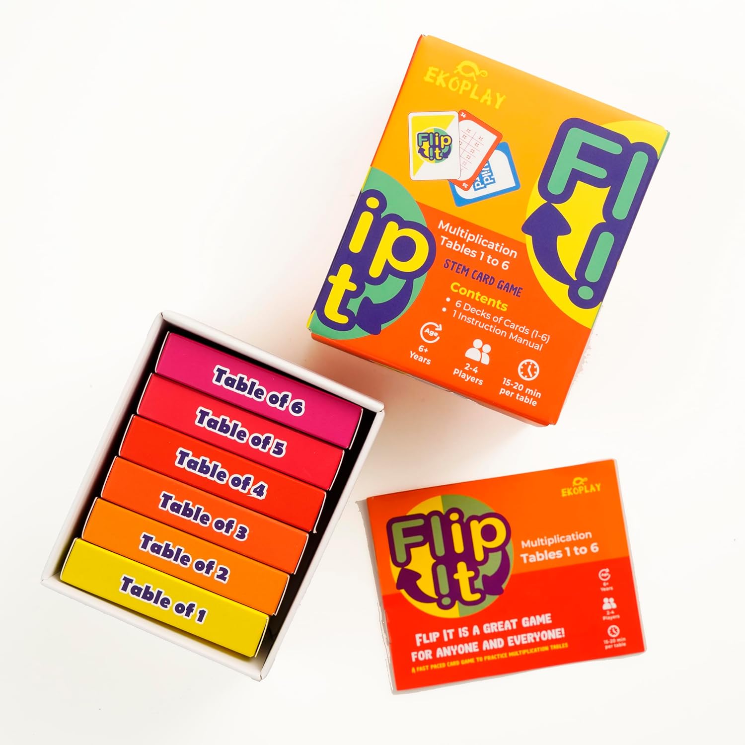 FLIP IT Card Game - Multiplication Tables 1-6 | Kids Practice Multiplication Tables, for 6 Years and Above