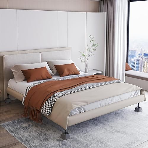 Miniatura 9 de Napnapday Elevadores de cama de 2 pulgadas, elevadores de muebles de cama resistentes, elevadores de 1,500 libras para sofá y mesa, juego de 4, gris