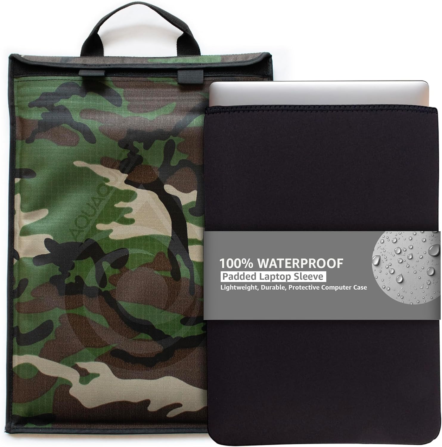 AquaQuest Storm 100% Waterproof Laptop Sleeve – Lightweight Ripstop Nylon Case, Welded Seams and Removable 5 mm Neoprene Liner – 17 in – Black – Fits up to 16.25 × 11.75 in