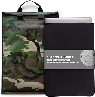 AquaQuest Storm 100% Waterproof Laptop Sleeve – Lightweight Ripstop Nylon Case, Welded Seams and Removable 5 mm Neoprene Liner – 17 in – Camo – Fits up to 16.25 × 11.75 in