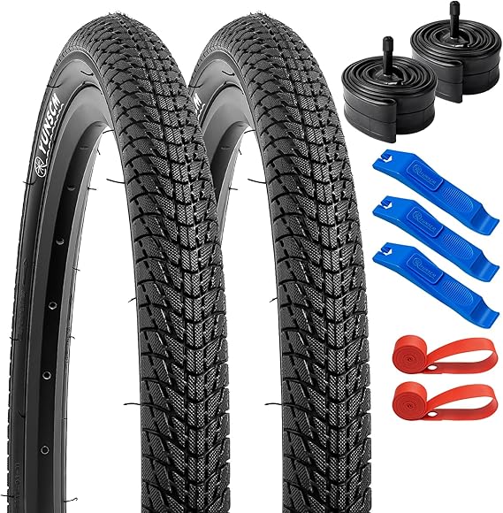 YUNSCM 2-PCS 20 Pouces Route Vélo Pneus 20x1.95/53-406 And 20 Pouces Vélo Chambre à Air AV32mm Schrader Valve Compatible With 20x1.90 20x1.95 20x2.0 Vélo Bike Pneus And Chambre à Air (Y-969