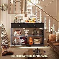Vista 2 de Ecoprsio Entryway Table with Outlets and USB Ports, Console Table with 2 Drawers, Small Sofa Table with Storage Shelves for Living Room, Couch, Negro