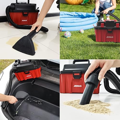 Miniatura 5 de Aspiradora inalámbrica en seco y húmedo, aspiradora inalámbrica de 20 V y 2.5 galones, aspiradora portátil con succión ajustable sin escobillas con