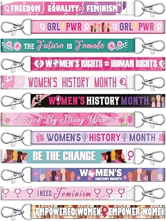 120 Pcs Women's History Month Lanyard Keychains Bulk Woman History Month Decoration Feminist Empowerment Key Rings International Women's Day Gifts Motivational Supplies Accessories